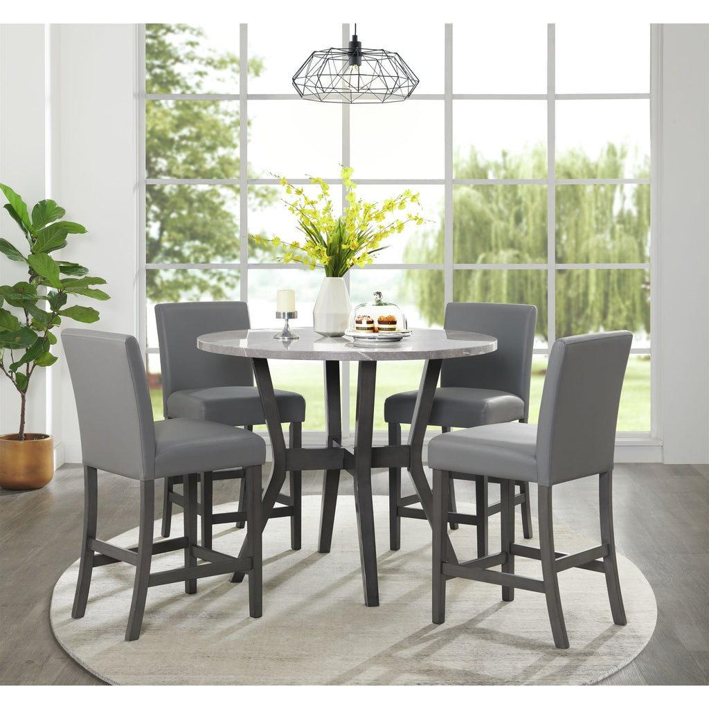 Ambridge-5PC-Round-Counter-Set-With-Faux-Marble-Top-in-Brushed-Grey