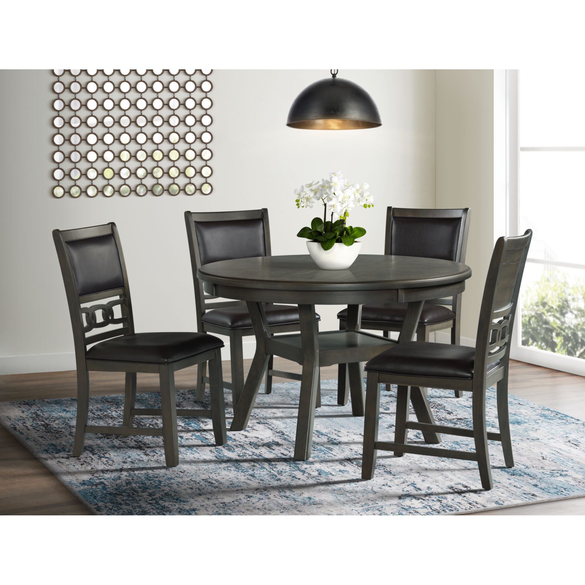 Amherst-Dining-Side-Chair-W/PU-Cushion-Side-Stretcher-Grey-Finish-(2-Per-Pack)