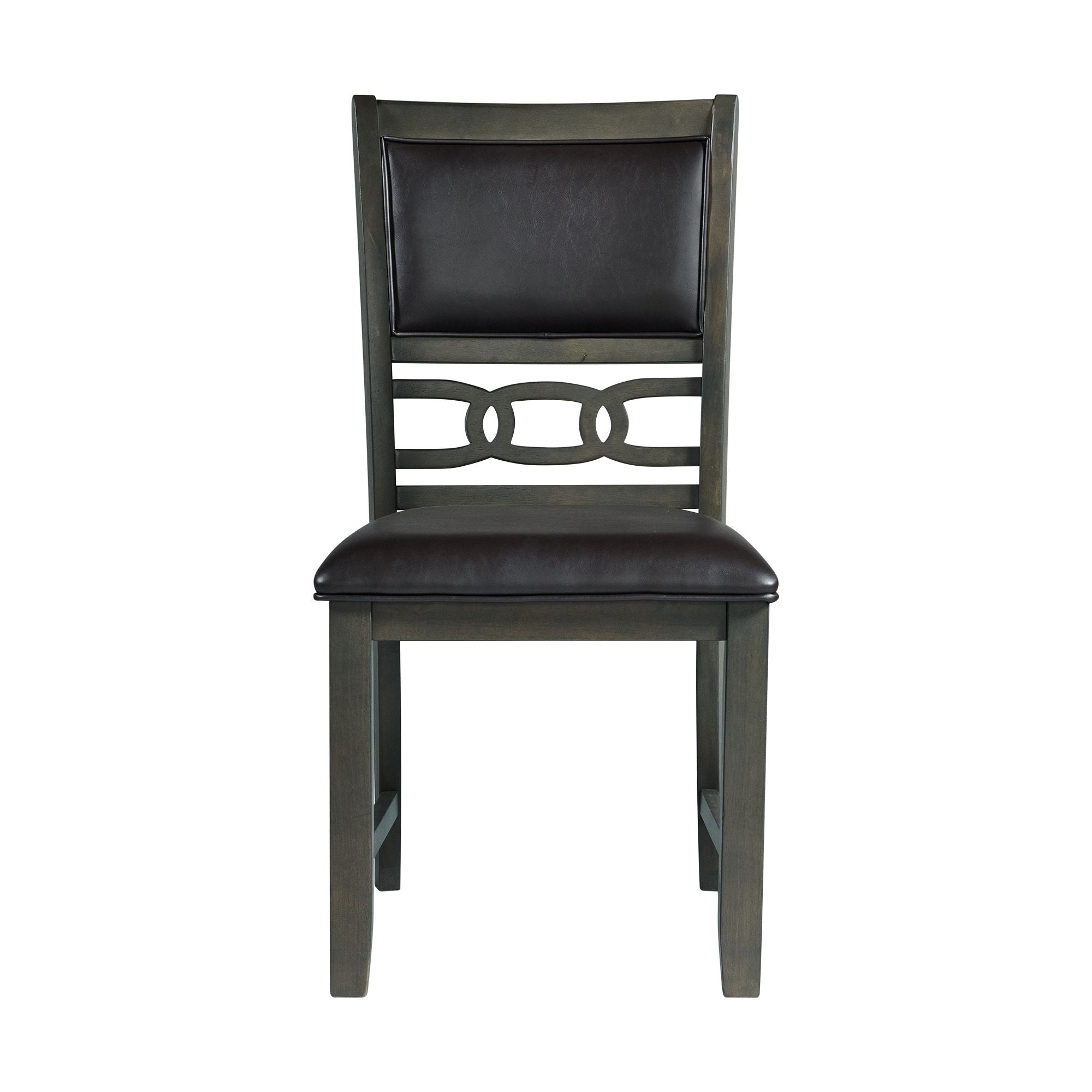 Amherst-Dining-Side-Chair-W/PU-Cushion-Side-Stretcher-Grey-Finish-(2-Per-Pack)