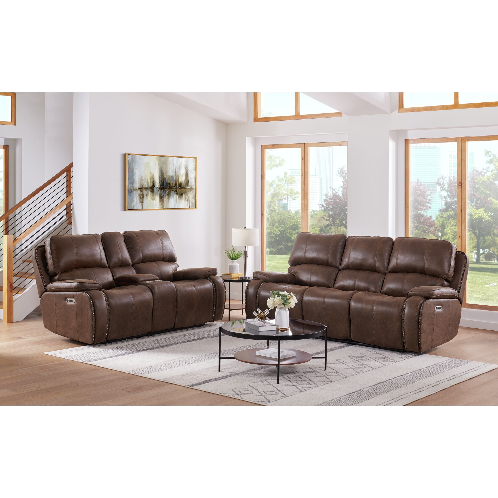 Atlantis-2PC-Living-Room-Set-in-Heritage-Brown-Sofa-&-Loveseat