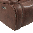 Atlantis Power Motion Loveseat with Power Motion Head Recliner & Console in Heritage Brown