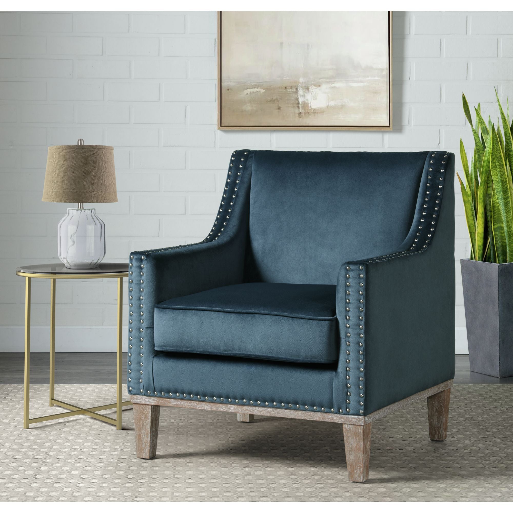 Augusta-16038-Chair-W/Wood-Leg-Distressed-Otto-Navy-(ISTA-3-packaging)