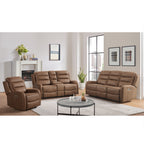 Avanti-Power-Motion-Loveseat-with-Power-Motion-Head-Recliner-&-Console-in-Whiskers-PU-Brown