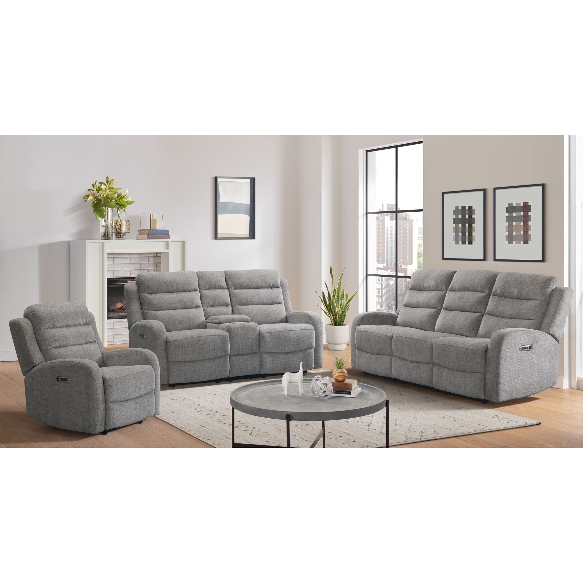 Avanti Power Recliner in Whiskers Nature Grey
