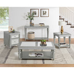Avril Chairside Table with Power/USB in Silver