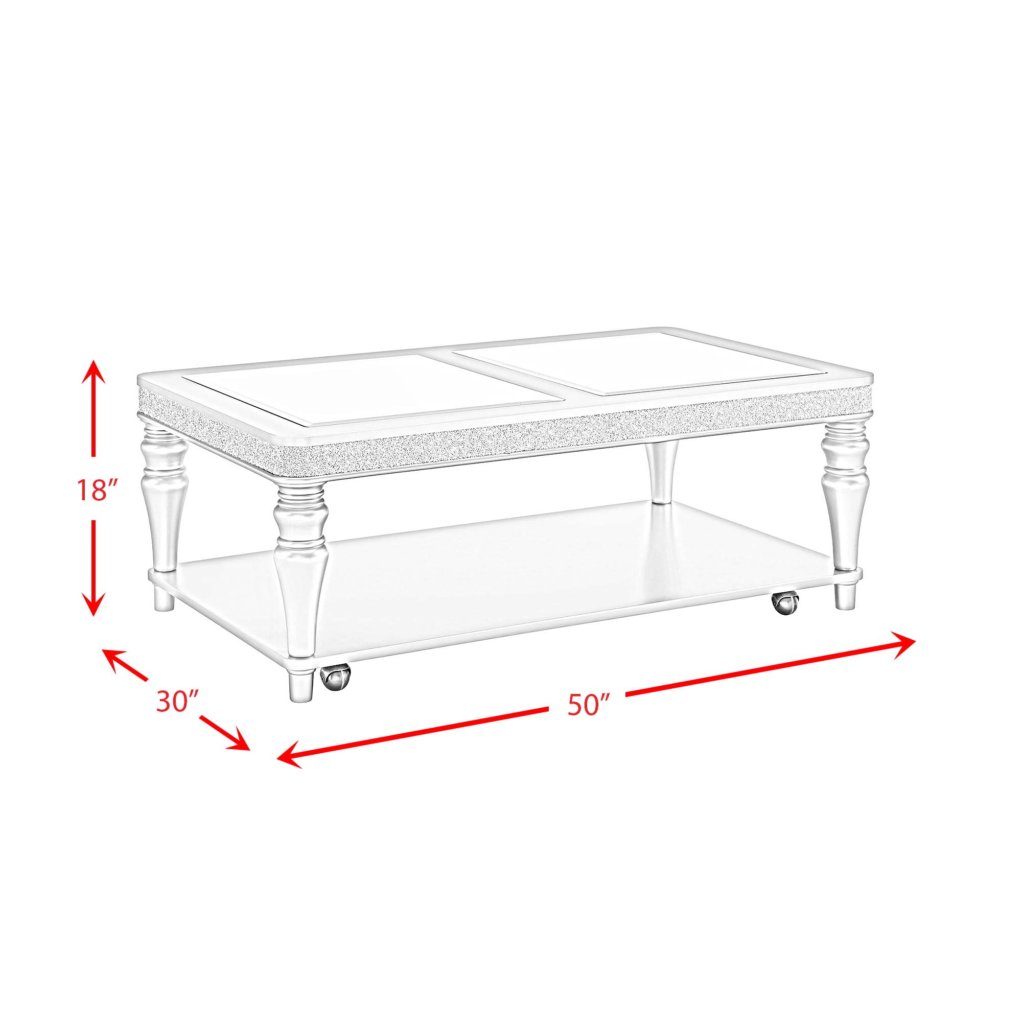 Avril Coffee Table with Casters in Silver