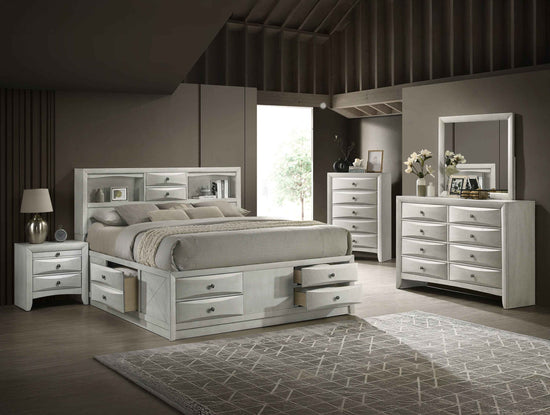 Crown Mark Emily 12-Piece White Storage Bedroom Set