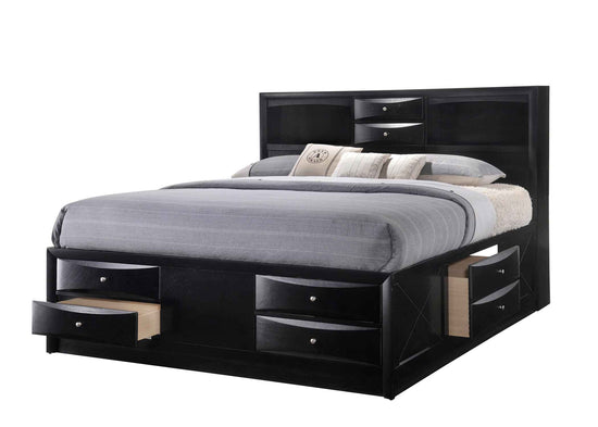 Crown Mark Emily 4-Piece Black Storage Bedroom Set (King)