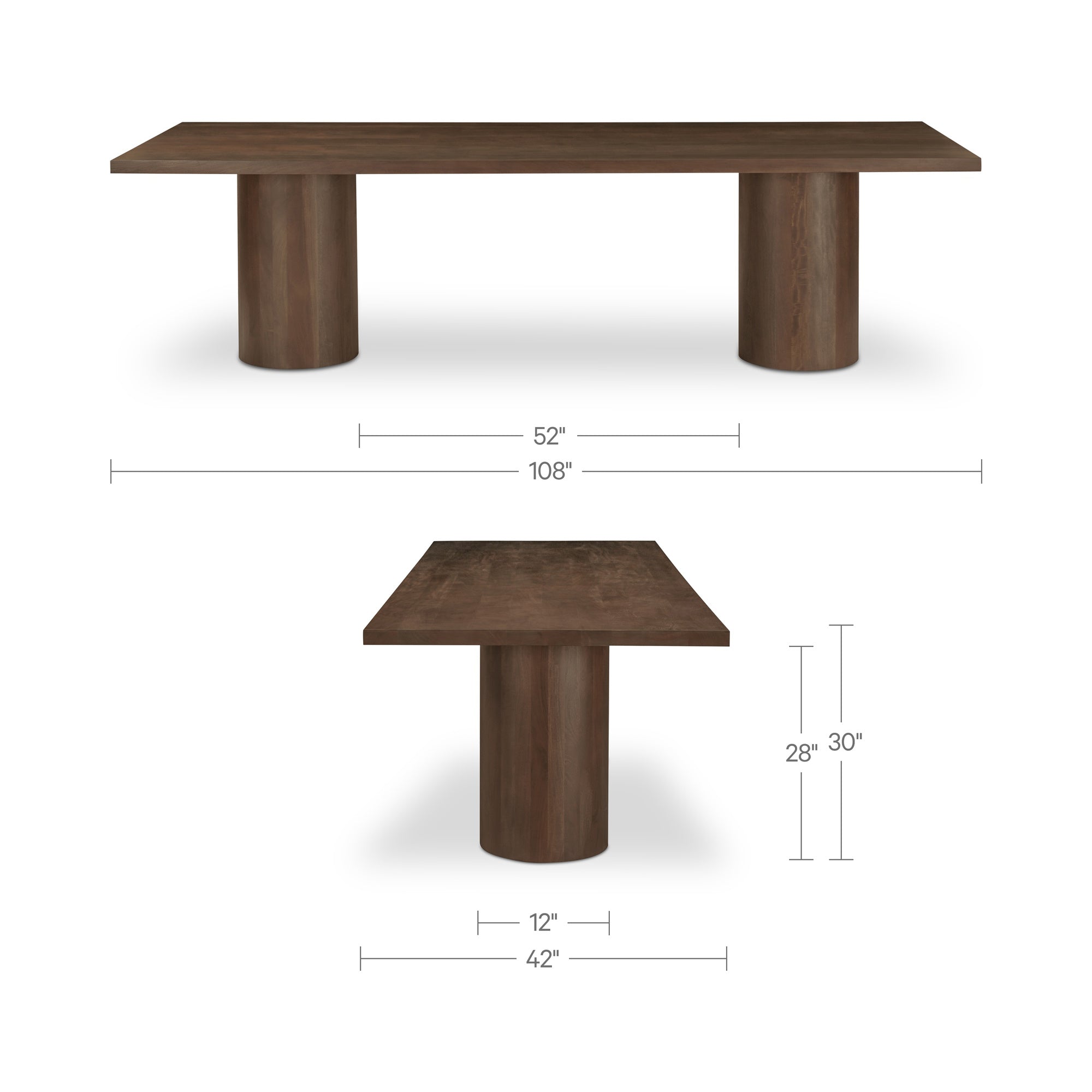 Hadley Dining Table Small Warm Brown
