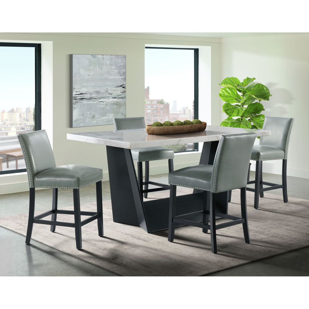 Beckley-5PC-Counter-Height-Dining-Set-in-White---Table-&-Four-Meridian-Counter-Grey-Chairs