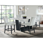 Beckley-5PC-Counter-Height-Dining-Set-in-White---Table-&-Four-Grey-Counter-Velvet-Chairs