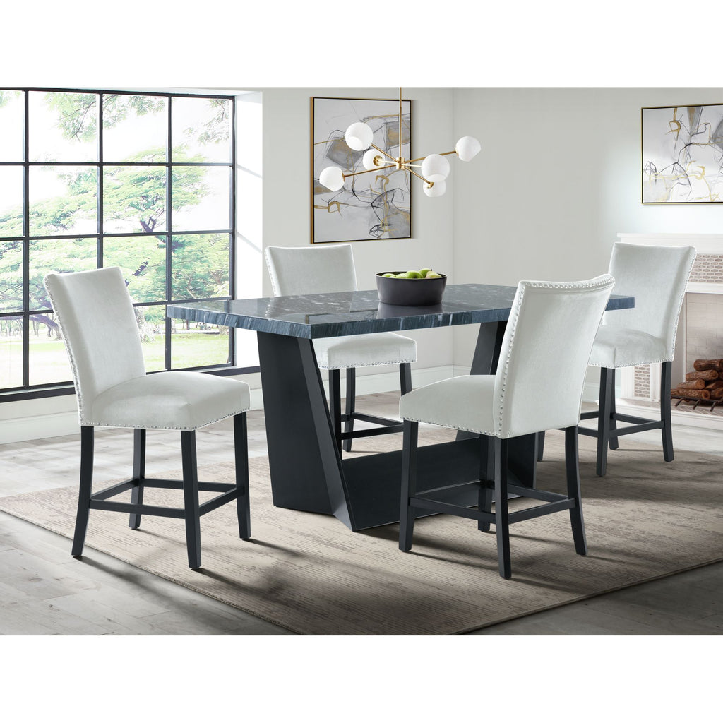 Beckley-5PC-Counter-Height-Dining-Set-in-Dark---Table-&-Four-Grey-Counter-Velvet-Chairs