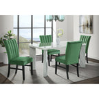 Bellini-5PC-Dining-Set-in-White-Rectangle-Table-&-Four-Emerald-Velvet-Chairs