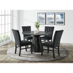 Bellini-5PC-Dining-Set-in-Grey-Round-Table-&-Four-Black-Velvet-Chairs
