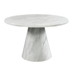 Bellini-5PC-Dining-Set-in-White-Round-Table-&-Four-Grey-Velvet-Chairs