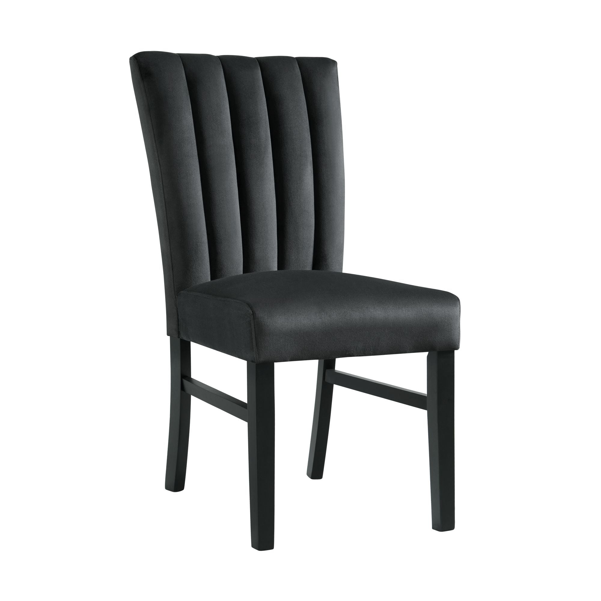 Bellini-5PC-Dining-Set-in-Grey-Round-Table-&-Four-Black-Velvet-Chairs