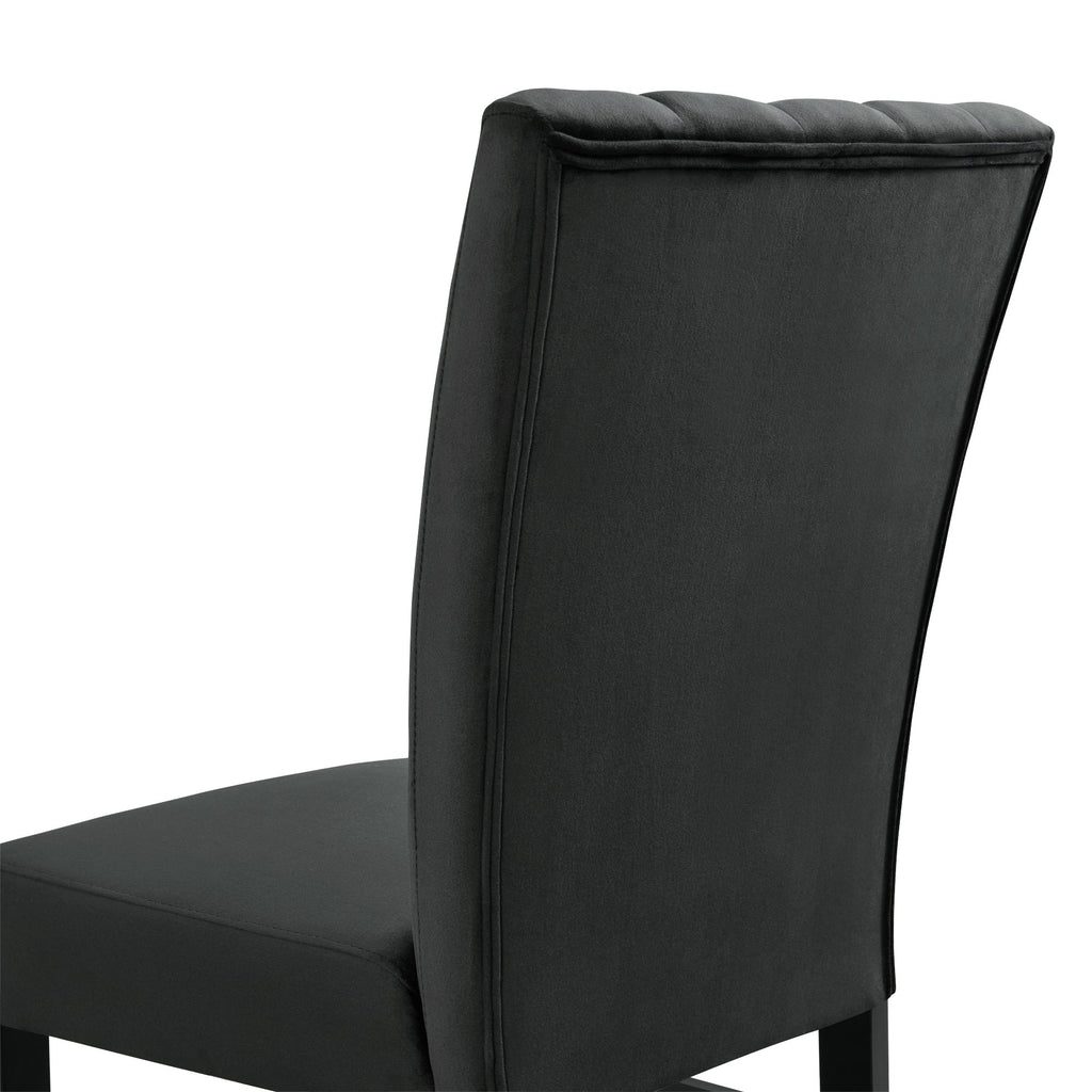 Bellini-5PC-Dining-Set-in-Grey-Round-Table-&-Four-Black-Velvet-Chairs