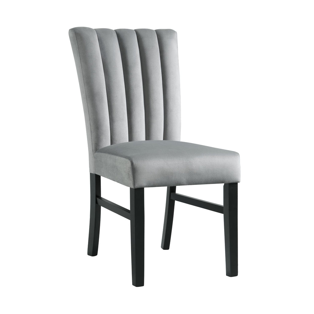 Bellini-5PC-Dining-Set-in-White-Rectangle-Table-&-Four-Grey-Velvet-Chairs