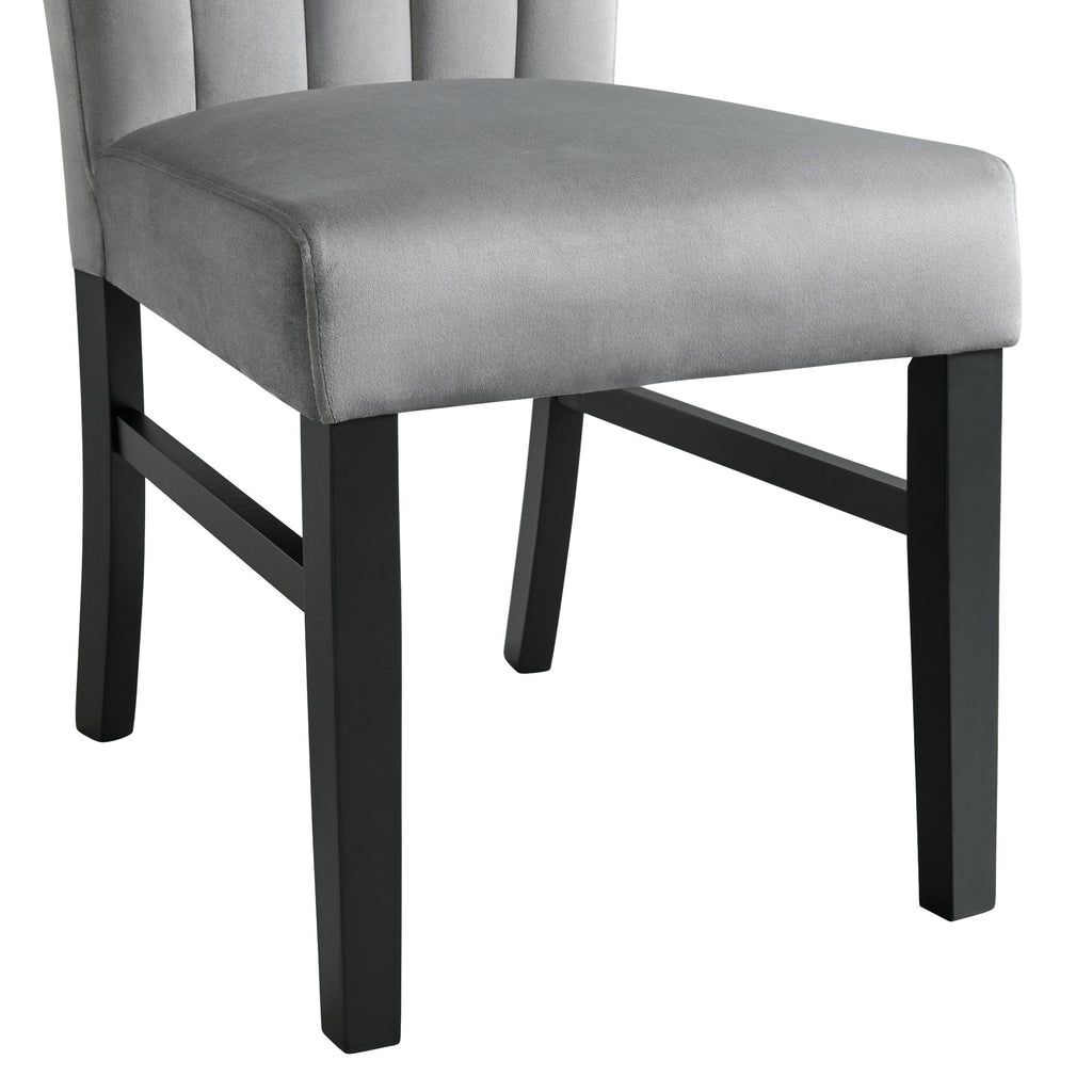 Bellini-5PC-Dining-Set-in-White-Rectangle-Table-&-Four-Grey-Velvet-Chairs