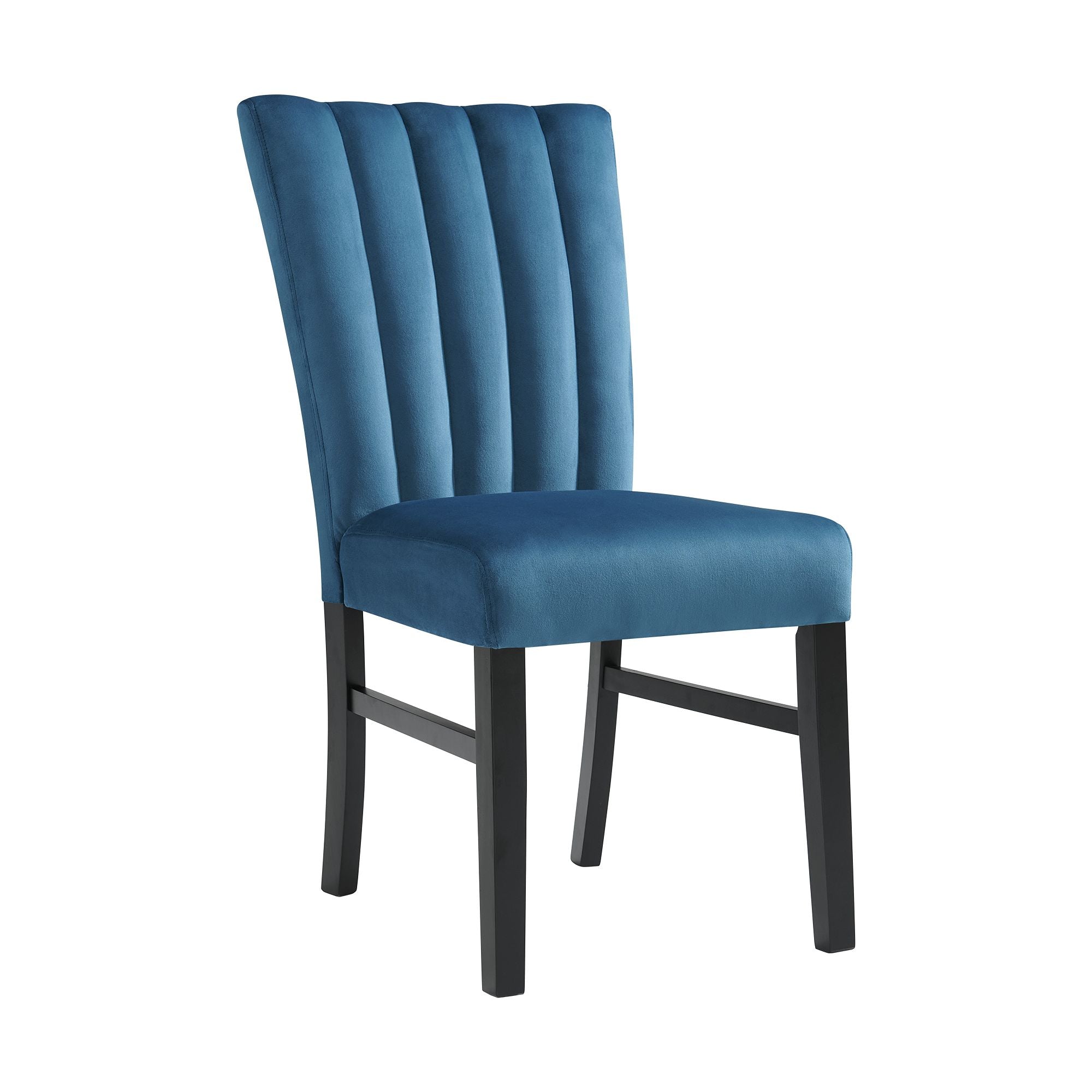 Bellini-5PC-Dining-Set-in-White-Round-Table-&-Four-Navy-Blue-Velvet-Chairs
