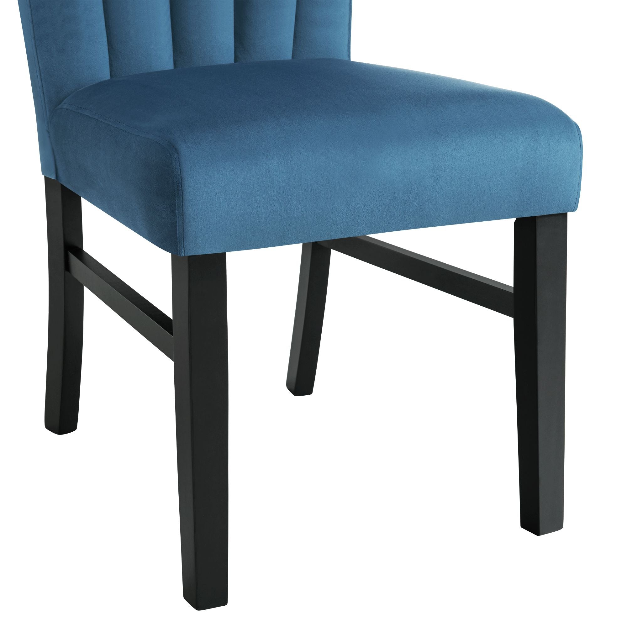Bellini-5PC-Dining-Set-in-White-Round-Table-&-Four-Navy-Blue-Velvet-Chairs