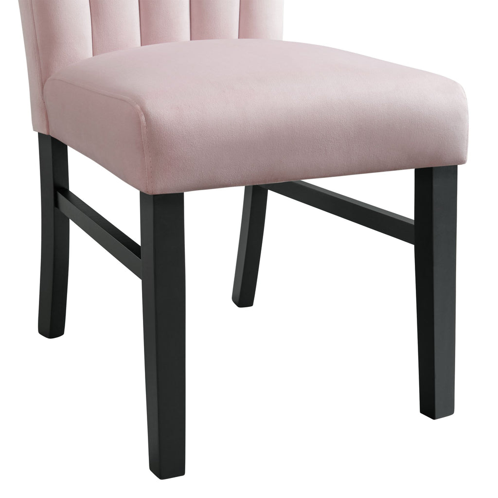 Bellini-5PC-Dining-Set-in-White-Rectangle-Table-&-Four-Pink-Velvet-Chairs