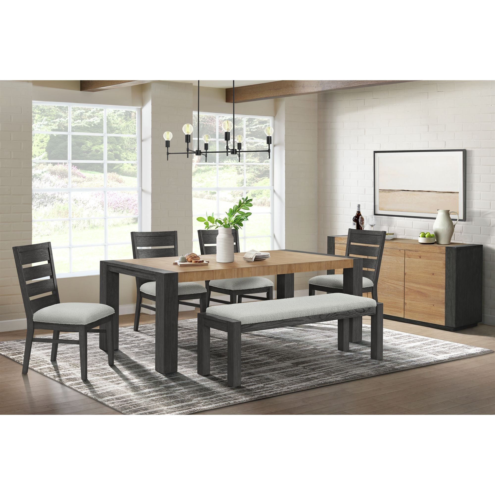 Breckenridge-Dining-Bench-with-White-Cotton-and-Wood-Ends-in-Black