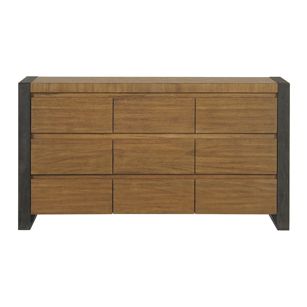 Breckenridge-9-Drawer-Dresser-in-Oak-&-Black