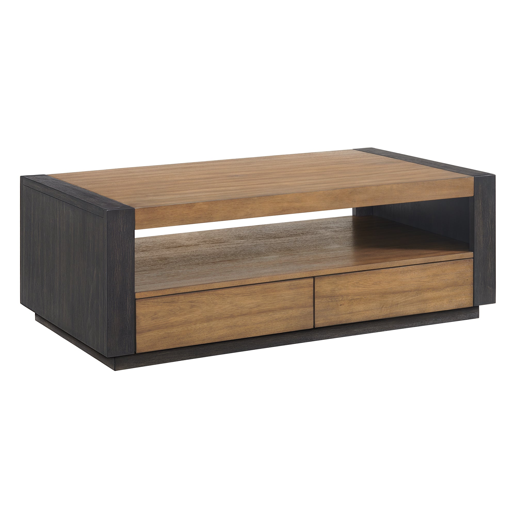 Breckenridge-2PC-Occasional-Table-Set-in-Light-Oak-&-Black-Coffee-Table-&-End-Table