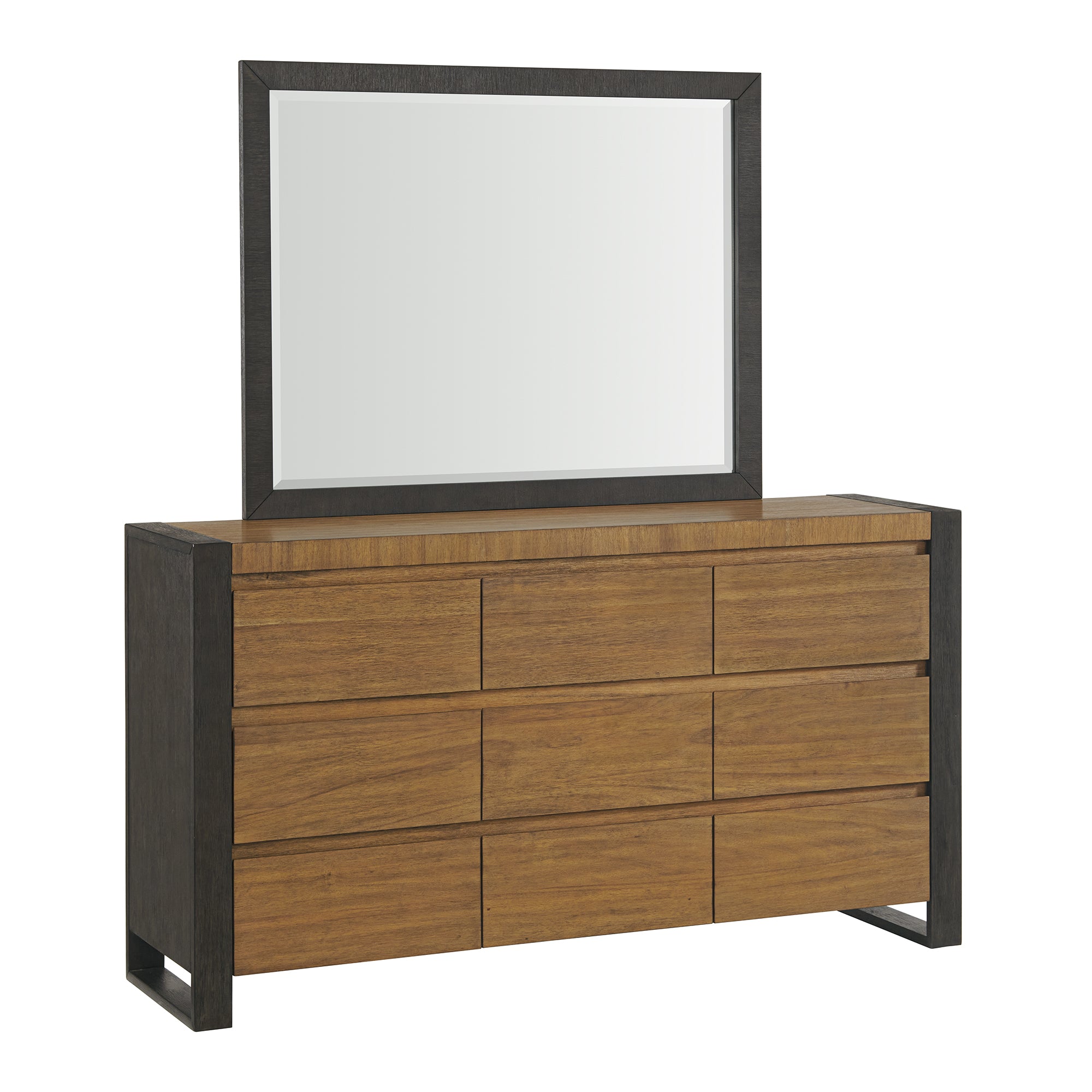 Breckenridge-Dresser-&-Mirror-Set-in-Oak-&-Black