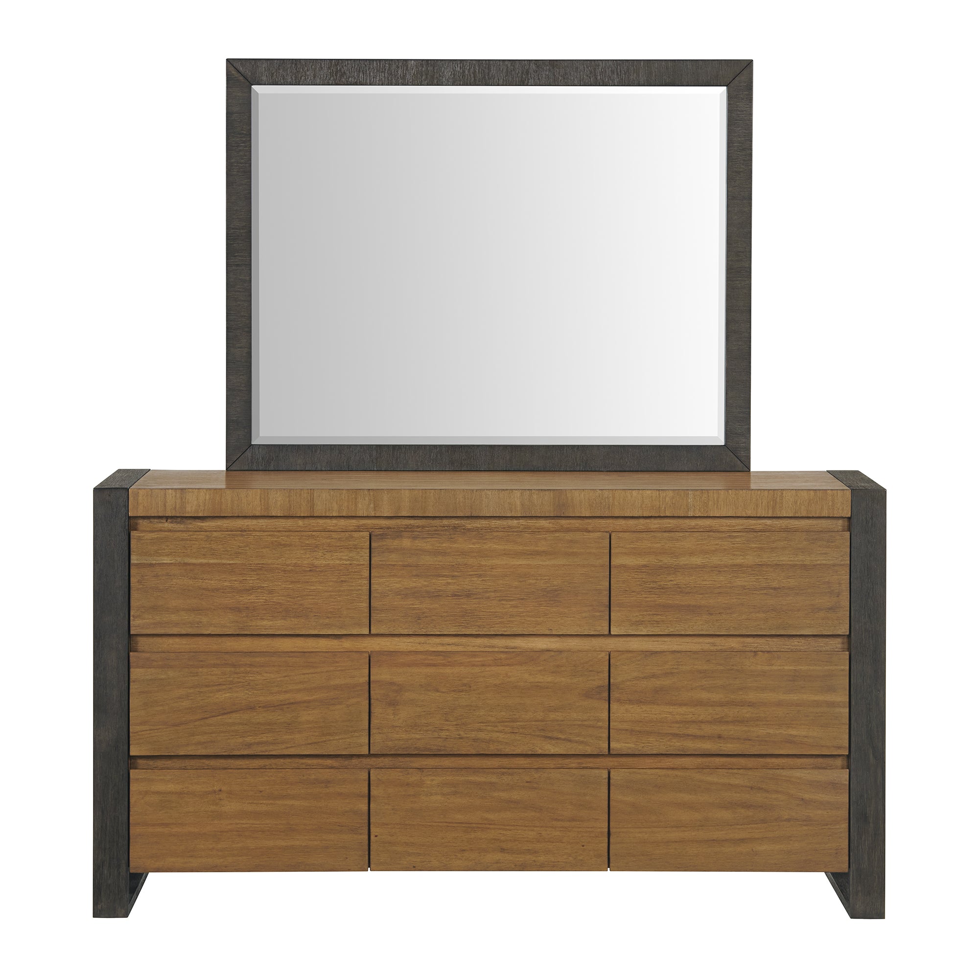 Breckenridge-Dresser-&-Mirror-Set-in-Oak-&-Black