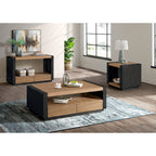 Breckenridge-Coffee-Table-with-4-Drawers-in-Light-Oak-&-Black