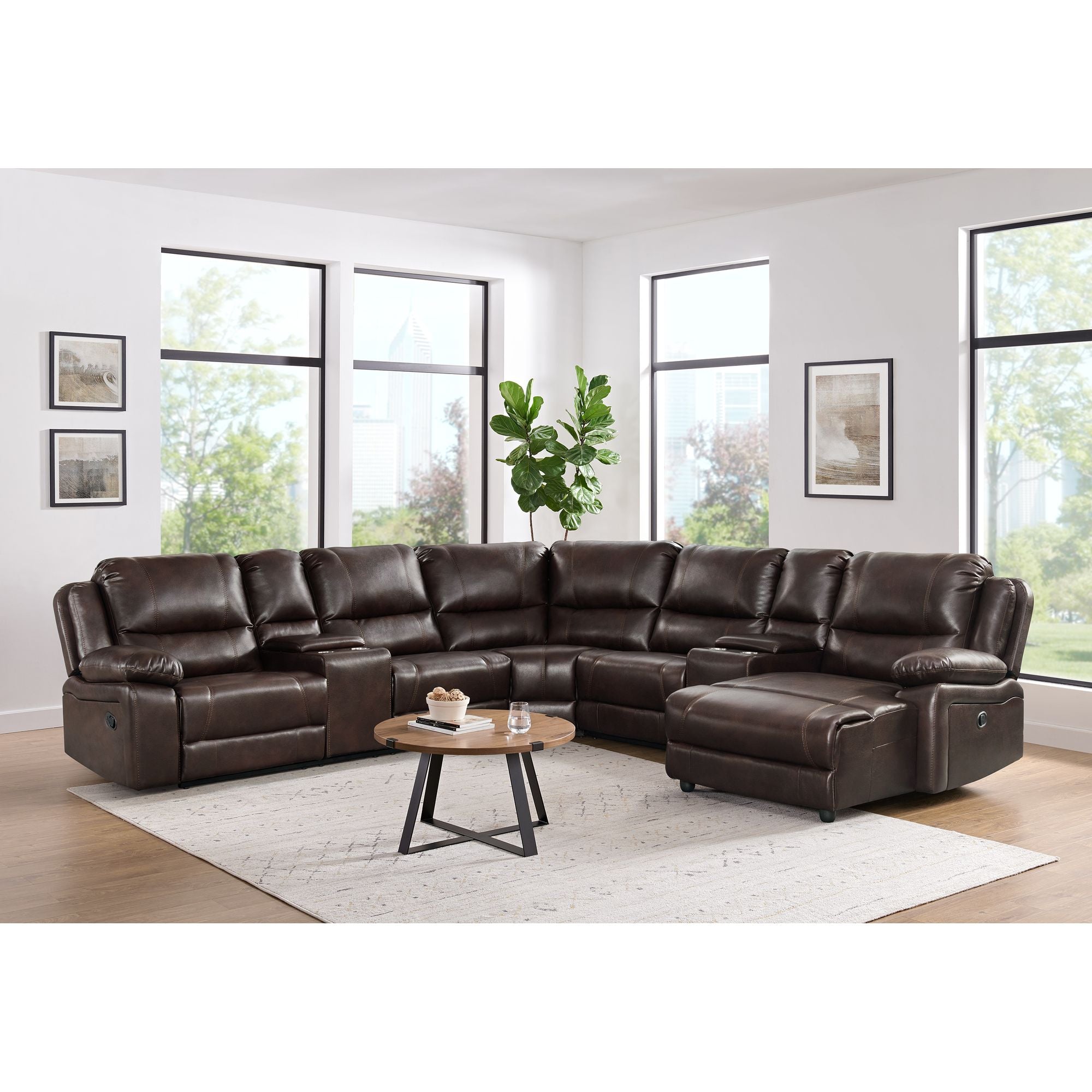 Brenham-Sectional-Armless-Chair-with-Console-in-Mahogany