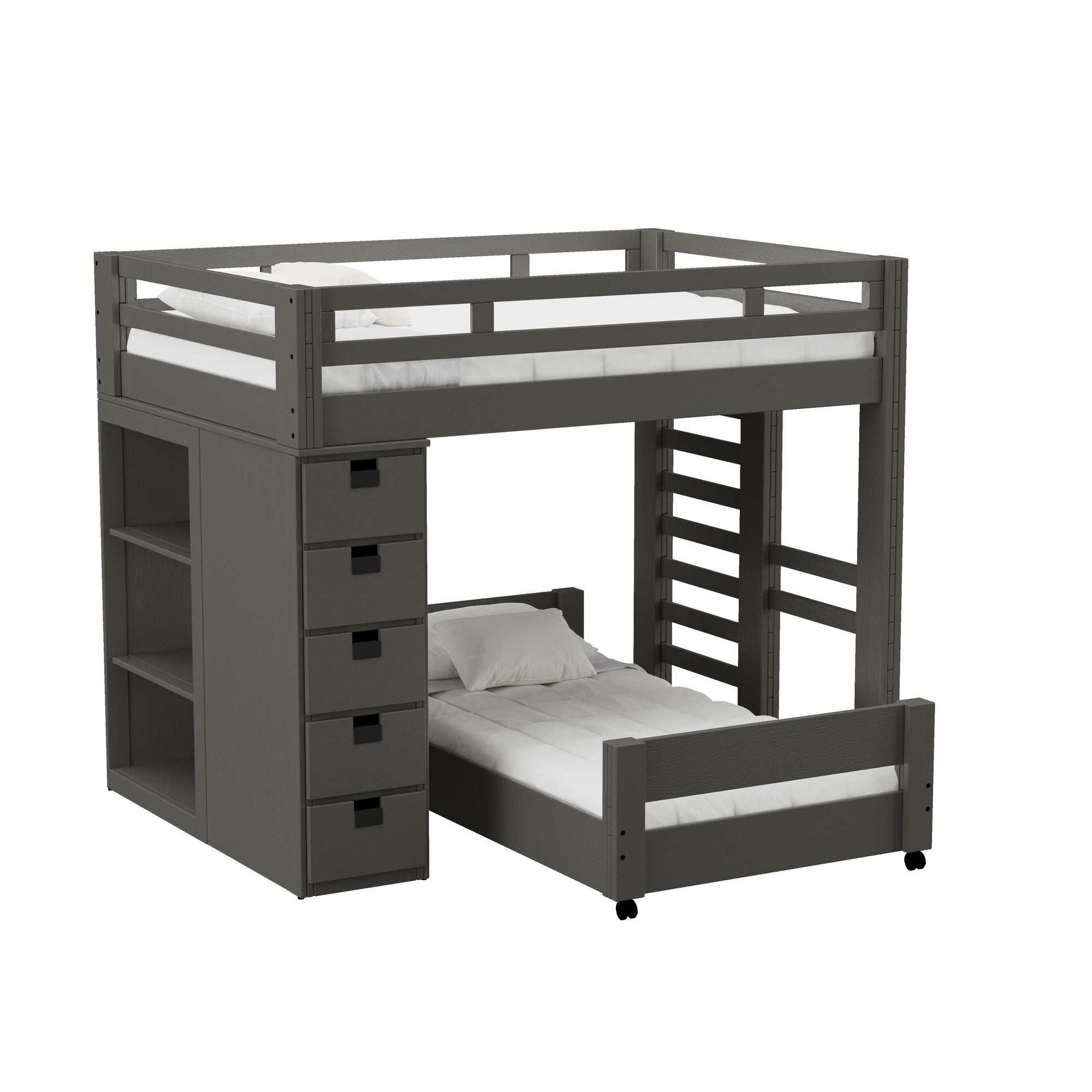 Cali-Kids-Complete-Basic-Loft-Twin-Over-Twin-Bookcase-Bed-in-Grey