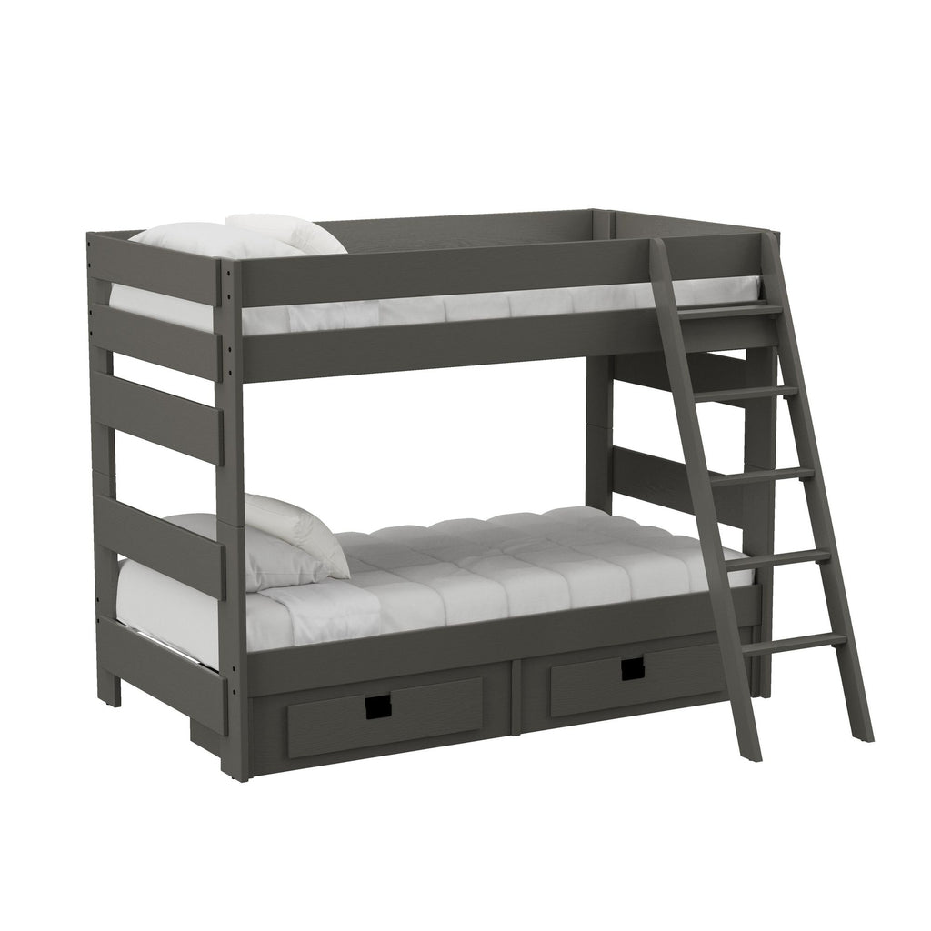 Cali-Kids-Complete-Twin-Over-Twin-Bunk-With-Ladder-and-Trundle-in-Grey