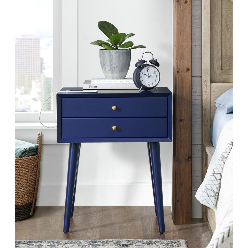 Canterbury-Side-Table-W/Power-port-USB-in-Blue