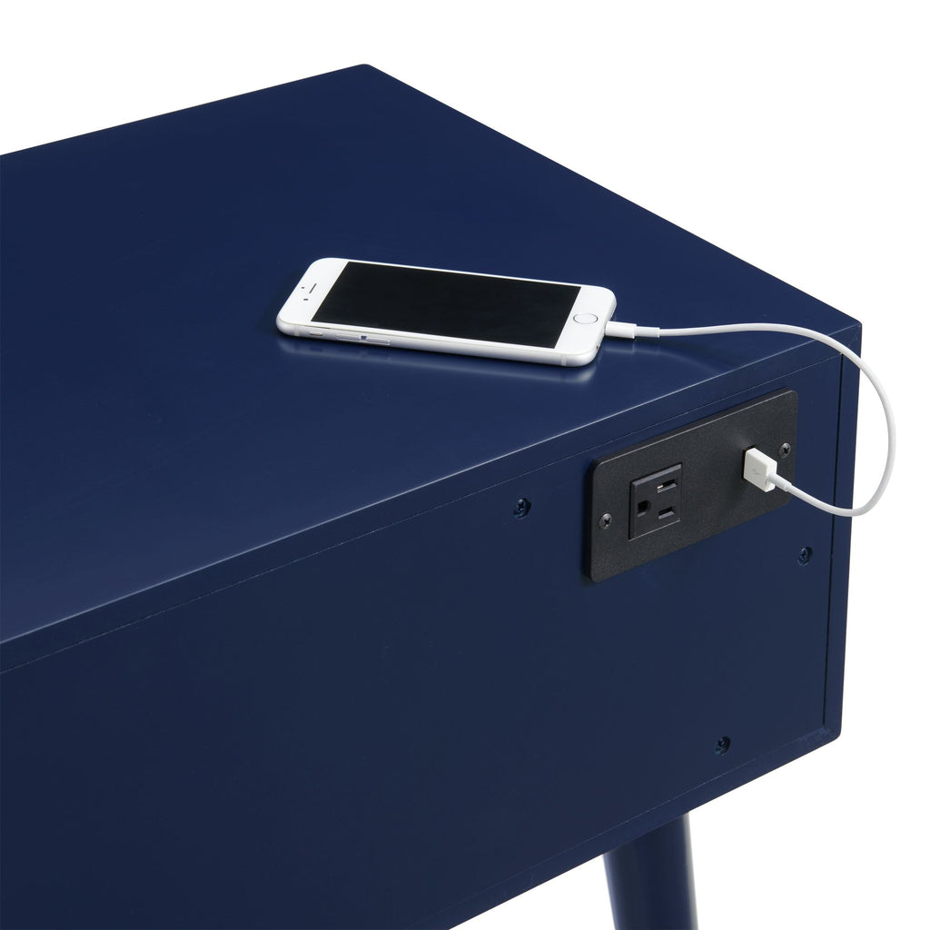 Canterbury-Side-Table-W/Power-port-USB-in-Blue