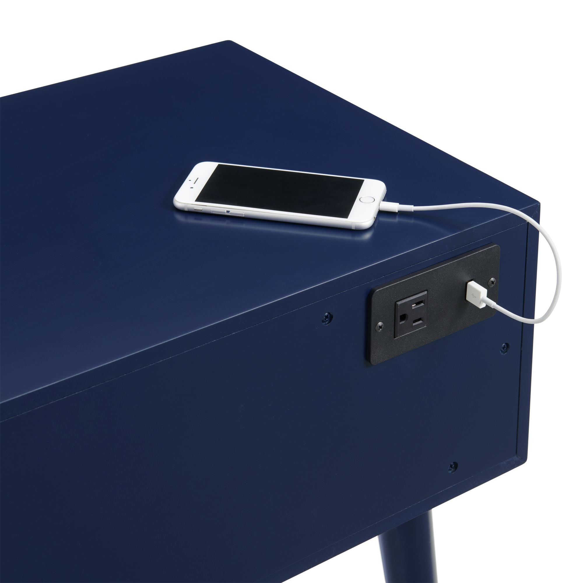 Canterbury-Side-Table-W/Power-port-USB-in-Blue