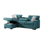 Caracas-Sectional-Sleeper-Chofa-with-Pull-Bed,-Drop-Table-&-USB-in-Palmer-Teal