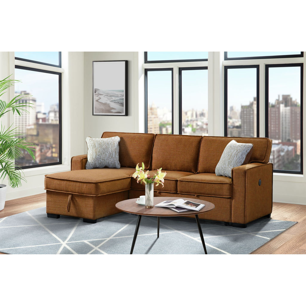 Caracas-Sectional-Sleeper-Sofa-with-Drop-Table-&-USB-in-Palmer-Russet