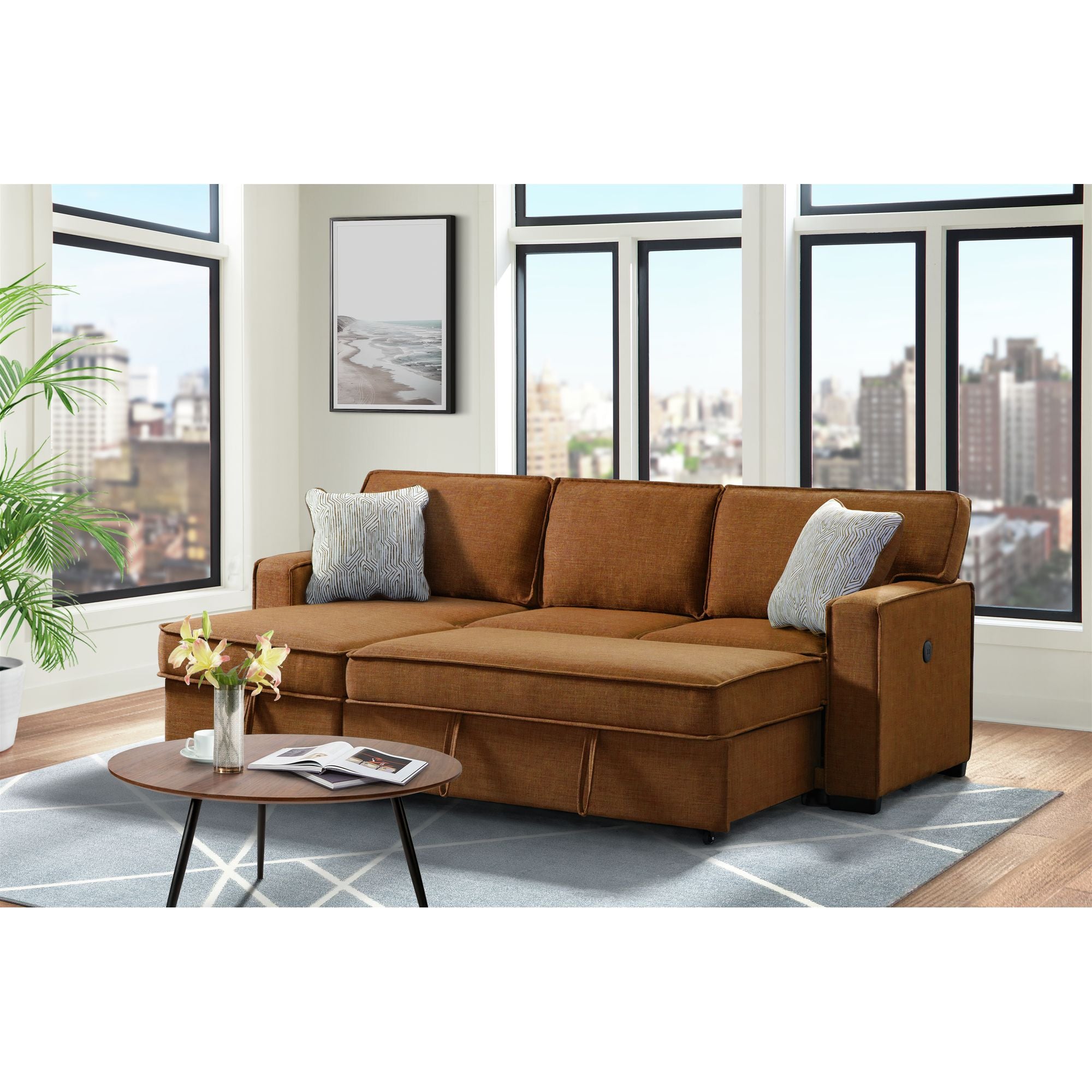 Caracas-Sectional-Sleeper-Sofa-with-Drop-Table-&-USB-in-Palmer-Russet