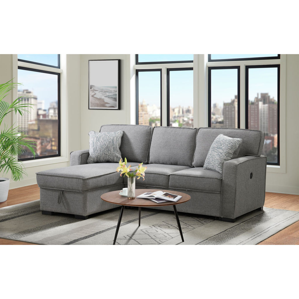 Caracas-Sectional-Sleeper-Chofa-with-Pull-Bed,-Drop-Table-&-USB-in-Palmer-Grey