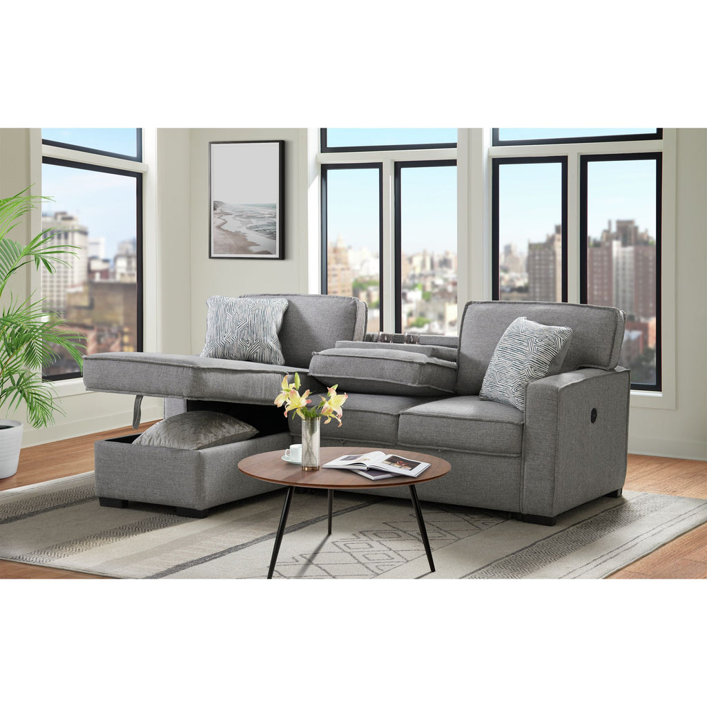 Caracas-Sectional-Sleeper-Chofa-with-Pull-Bed,-Drop-Table-&-USB-in-Palmer-Grey