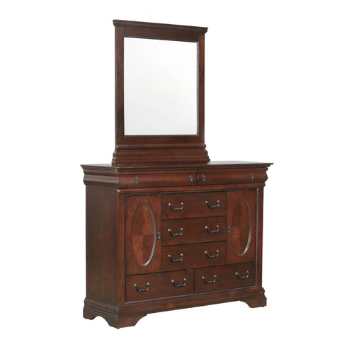 (B4800-11)-Chateau--Seven-Drawer-Dresser-&-Mirror-Set--Vintage-Cherry