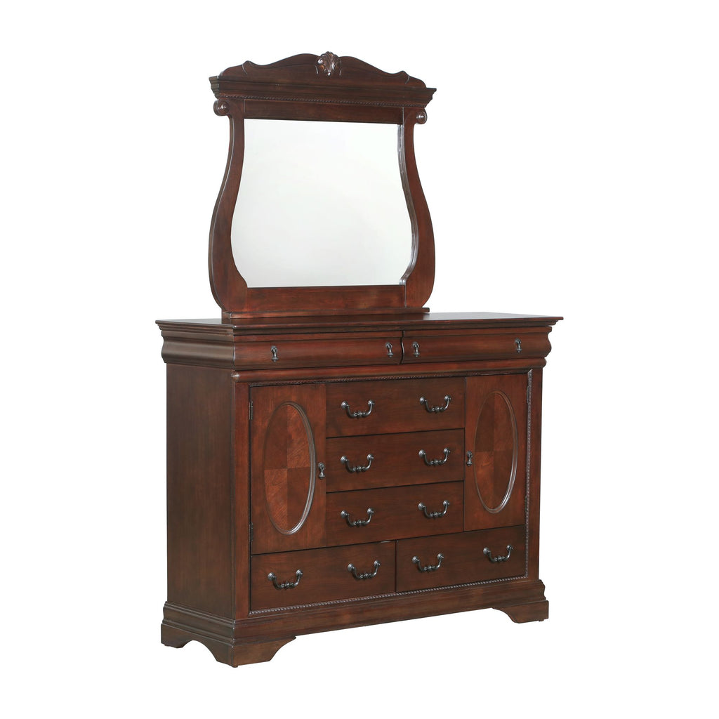 (B4800-11)-Chateau--Seven-Drawer-Dresser-&-Mirror-Set--Vintage-Cherry
