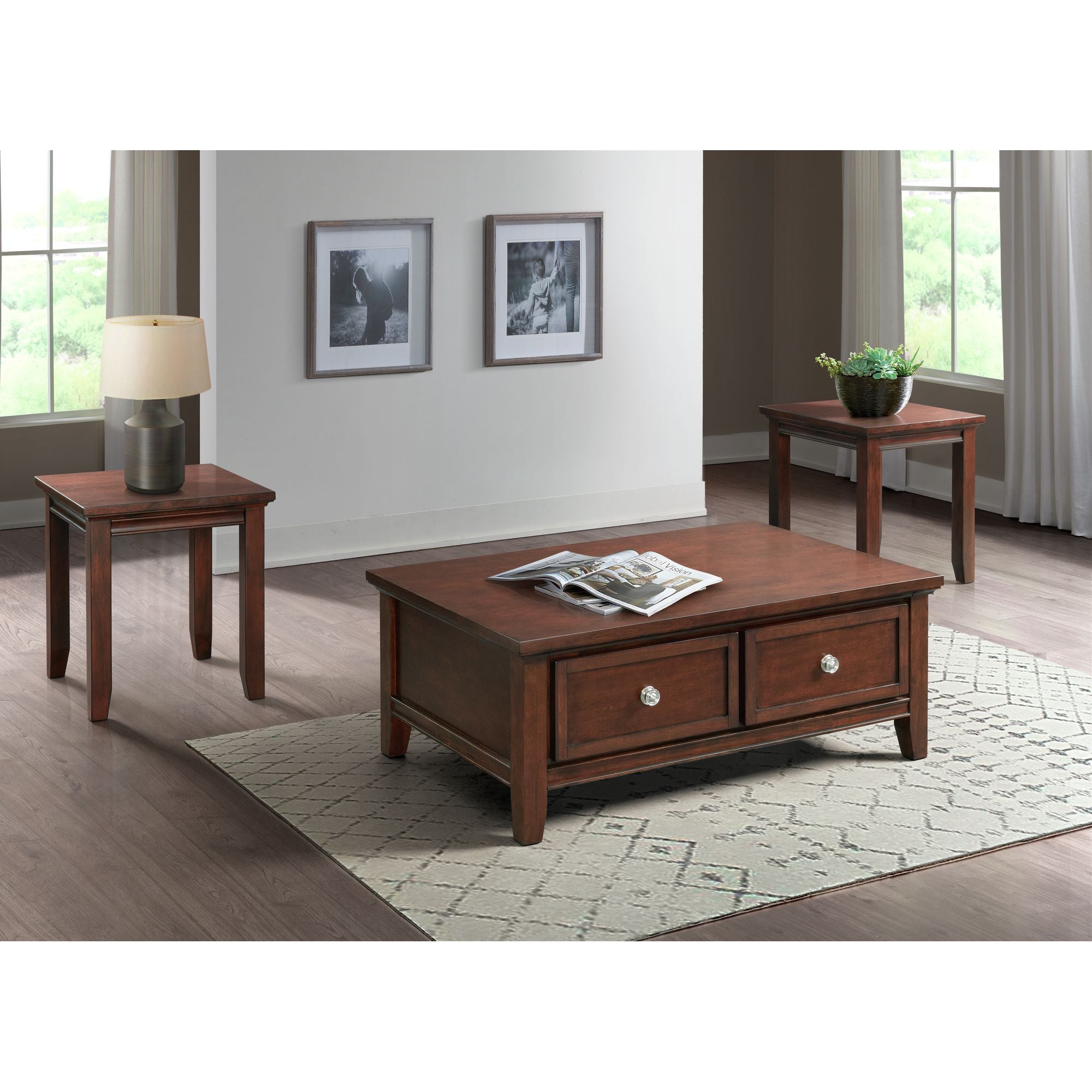 Chatham-3PC-Occasional-Table-Set-in-Cherry-Coffee-Table-&-Two-End-Tables