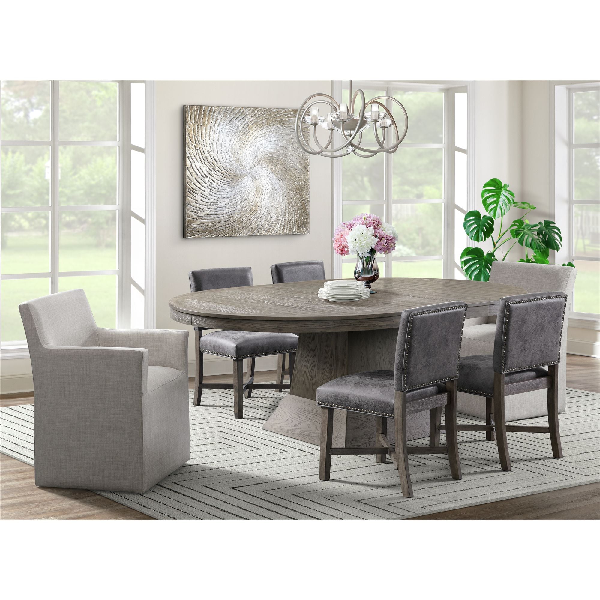 Collins-W/-2-12""-Leaves-7PC-Dining-Set-in-Grey---Table,-Four-Chairs-&-Two-Arm-Chairs
