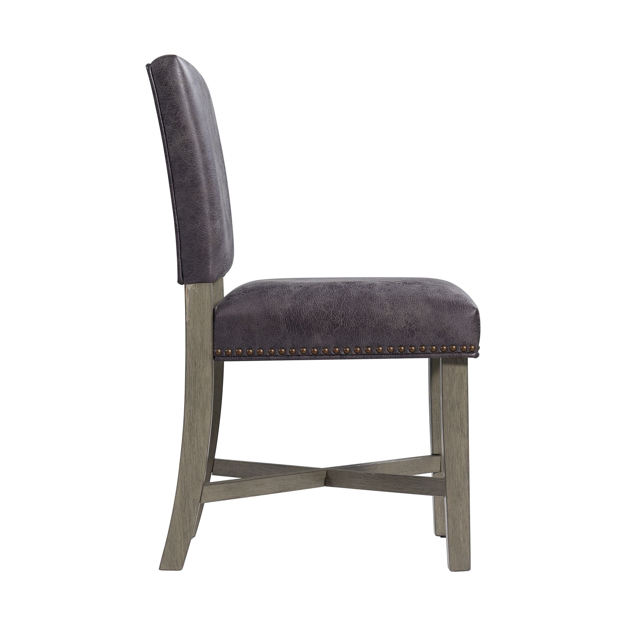 Collins-Dining-Side-Chair-W/-Stretcher-W/-Brown-PU-in-Grey-(2-Per-Pack)