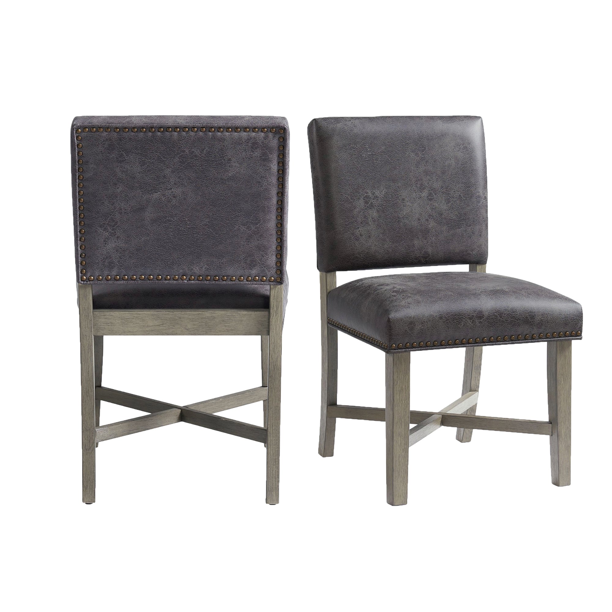 Collins-Dining-Side-Chair-W/-Stretcher-W/-Brown-PU-in-Grey-(2-Per-Pack)