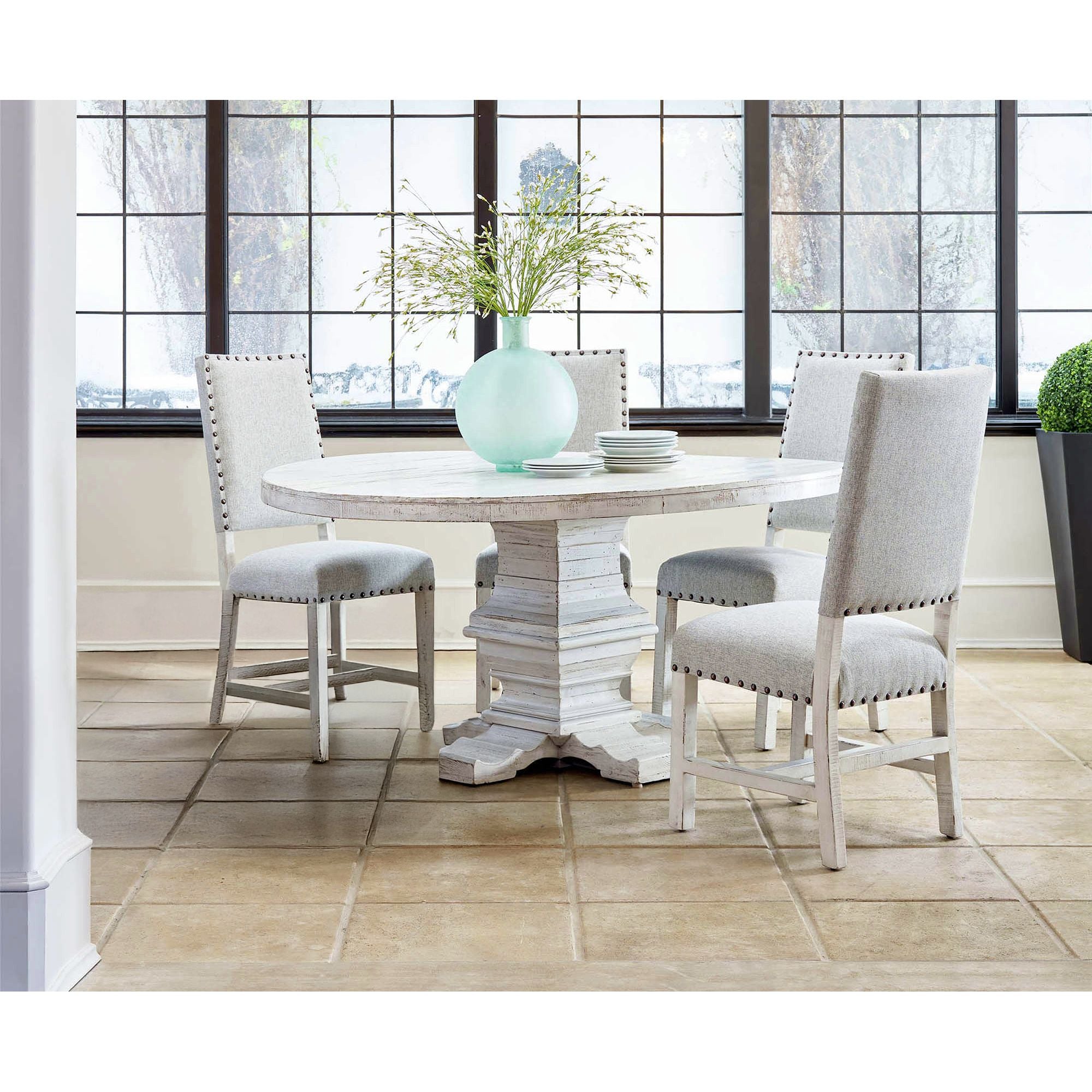 Condesa-5PC-Round-Dining-Set-in-White-Table-&-Four-Fabric-Back-Chairs